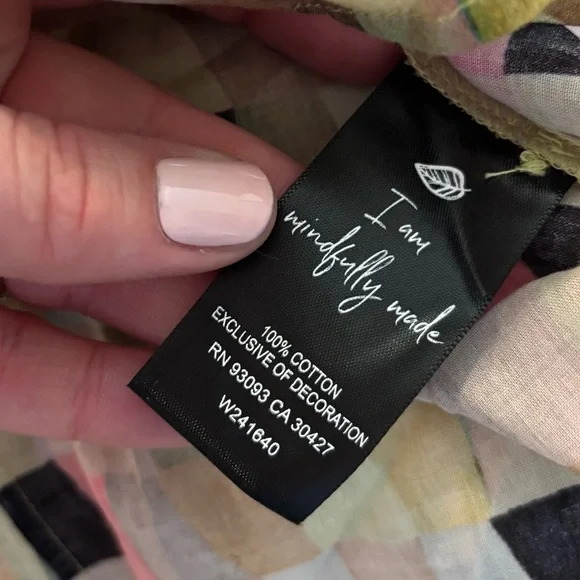 NIC+ZOE Colorful Patchwork Design Button Down Long Sleeve Cotton Blouse Small - Picture 4 of 5